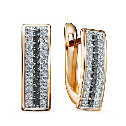 Серьги с английским замком из красного золота с фианитами