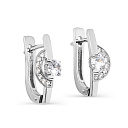 Серьги с английским замком из серебра с фианитами