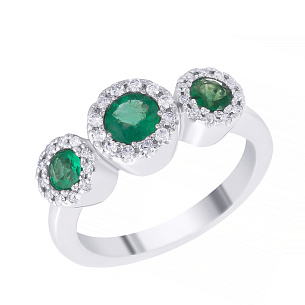 Кольцо из белого золота с изумрудом