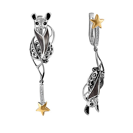 Серьги с английским замком из серебра с фианитами