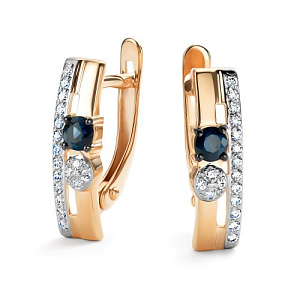 Серьги с английским замком из красного золота с бриллиантами