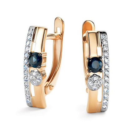 Серьги с английским замком из красного золота с бриллиантами