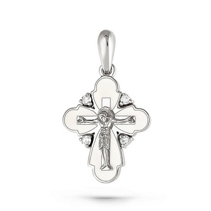 Крест из белого золота с бриллиантами