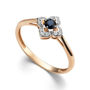 Кольцо из красного золота с бриллиантом