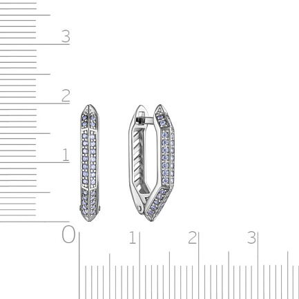 Серьги с английским замком из серебра с фианитом