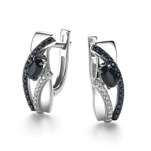 Серьги с английским замком из белого золота с бриллиантом