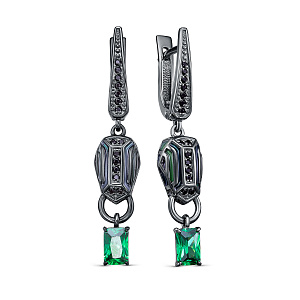 Серьги с английским замком из серебра с фианитами