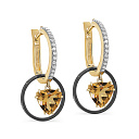 Серьги с английским замком из желтого золота с бриллиантами