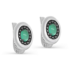 Серьги с английским замком из серебра с агатами