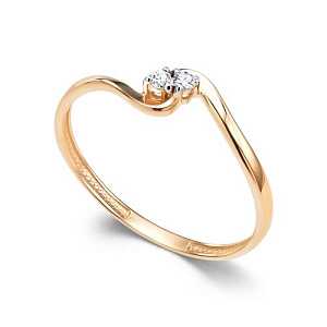 Кольцо из красного золота с бриллиантами