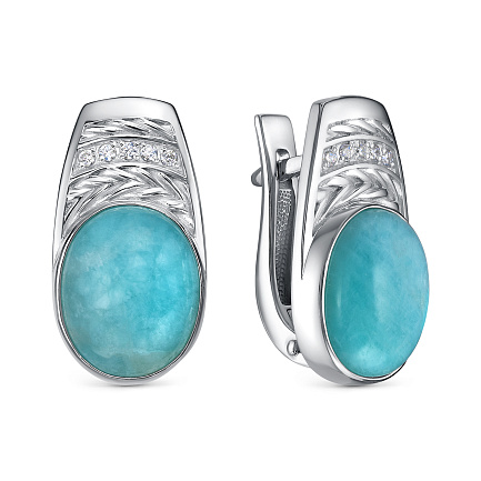 Серьги с английским замком из серебра с фианитами