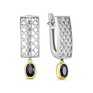 Серьги с английским замком из белого золота с бриллиантами