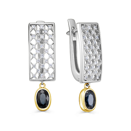 Серьги с английским замком из белого золота с бриллиантами