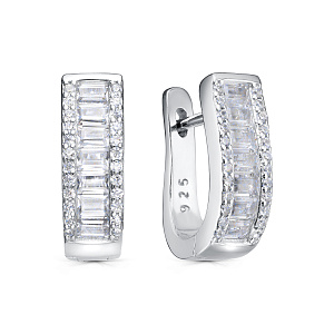 Серьги с английским замком из серебра с фианитами