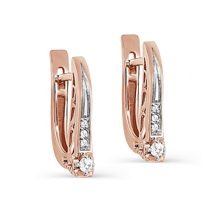 Серьги с английским замком из красного золота с бриллиантами