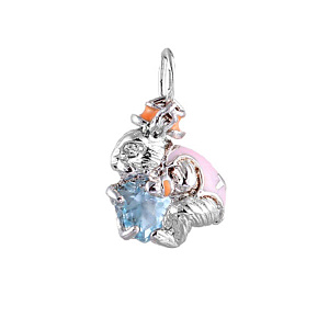 Подвеска из серебра с топазом, фианитом