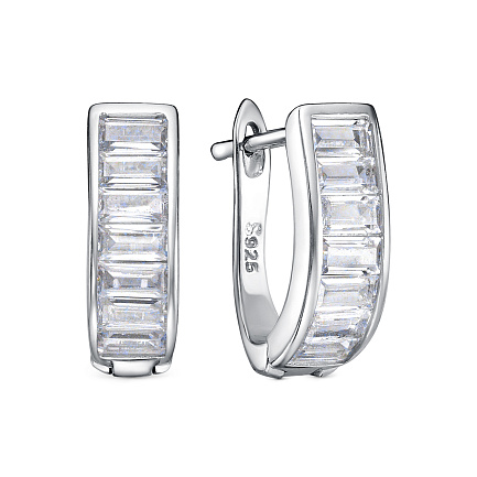 Серьги с английским замком из серебра с фианитами