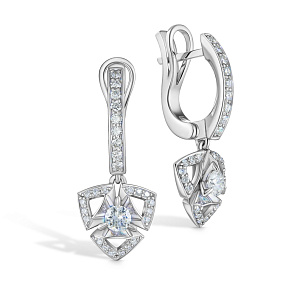 Серьги с английским замком из белого золота с бриллиантами