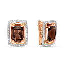 Серьги из комбинированного золота с бриллиантами, раухтопазами