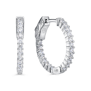 Серьги с английским замком из серебра с фианитами