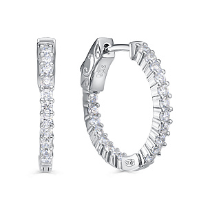 Серьги с английским замком из серебра с фианитом