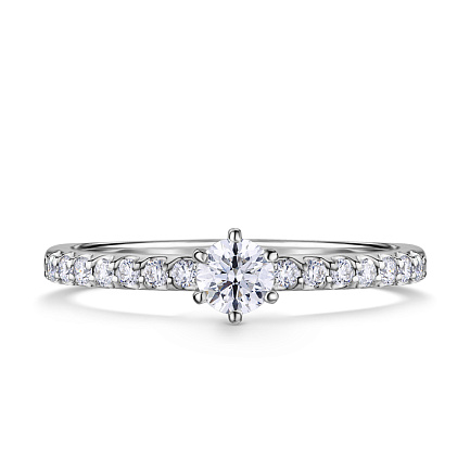 Кольцо помолвочное из белого золота с бриллиантами