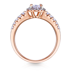 Кольцо из красного золота с фианитом