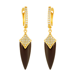 Серьги с английским замком из серебра с керамикой