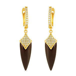 Серьги с английским замком из серебра с керамиками и циркониями