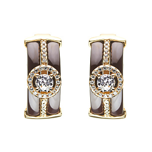 Серьги с английским замком из серебра с керамиками и циркониями