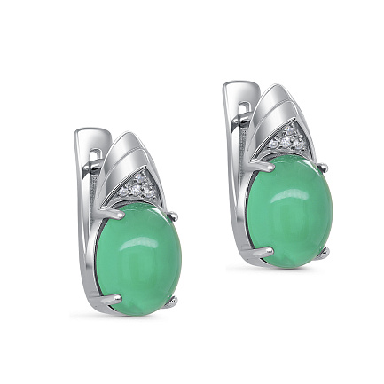 Серьги с английским замком из серебра с ониксами