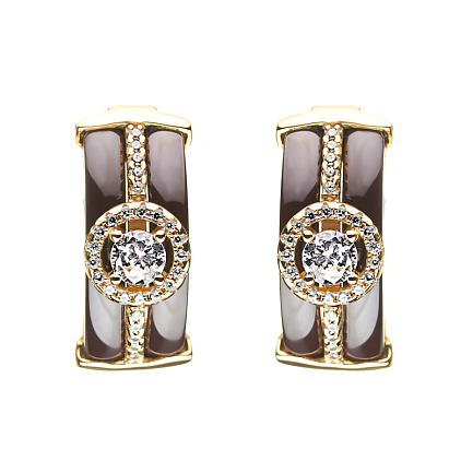 Серьги с английским замком из серебра с керамикой