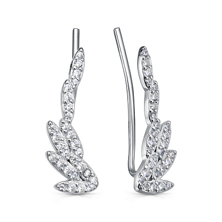 Серьги с английским замком из серебра с фианитом