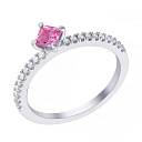 Кольцо помолвочное из белого золота с бриллиантами