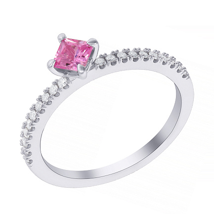 Кольцо помолвочное из белого золота с бриллиантами