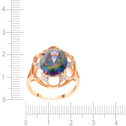 Кольцо из красного золота с бриллиантами, топазом