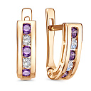 Серьги с английским замком из красного золота с фианитами