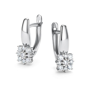 Серьги с английским замком из белого золота с бриллиантами