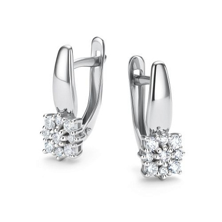 Серьги с английским замком из белого золота с бриллиантами
