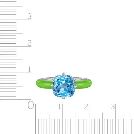 Кольцо из серебра с топазом, эмалью