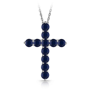 Колье из белого золота с сапфиром, плетение якорное