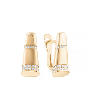 Серьги с английским замком из желтого золота с бриллиантами