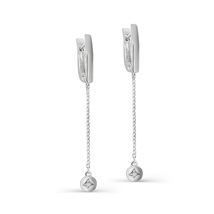 Серьги с английским замком из серебра с бриллиантами