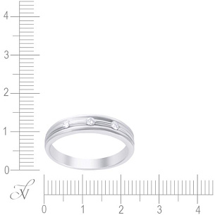 Кольцо обручальное из белого золота с бриллиантами