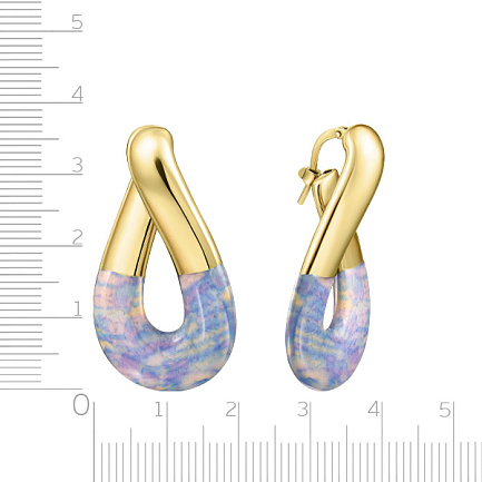 Серьги из серебра с позолотой, эмалью