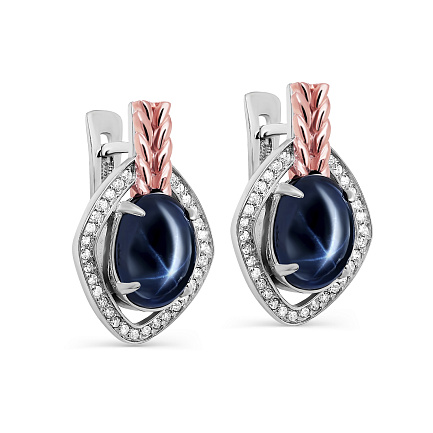 Серьги с английским замком из белого золота с бриллиантами