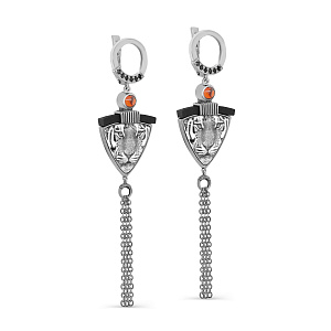 Серьги с английским замком из серебра с фианитами