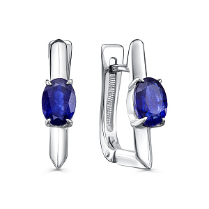 Серьги с английским замком из серебра с сапфирами