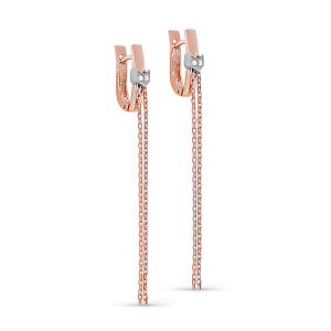 Серьги с английским замком из красного золота с бриллиантами