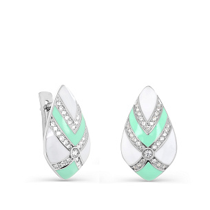 Серьги с английским замком из серебра с фианитом